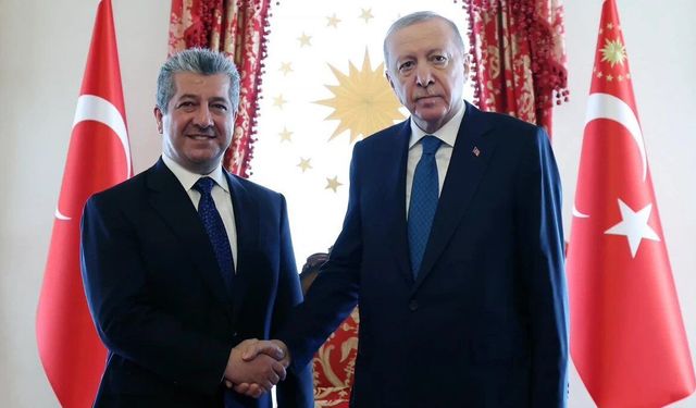 Erdoğan ile Mesrur Barzani Dolmabahçe’de görüştü