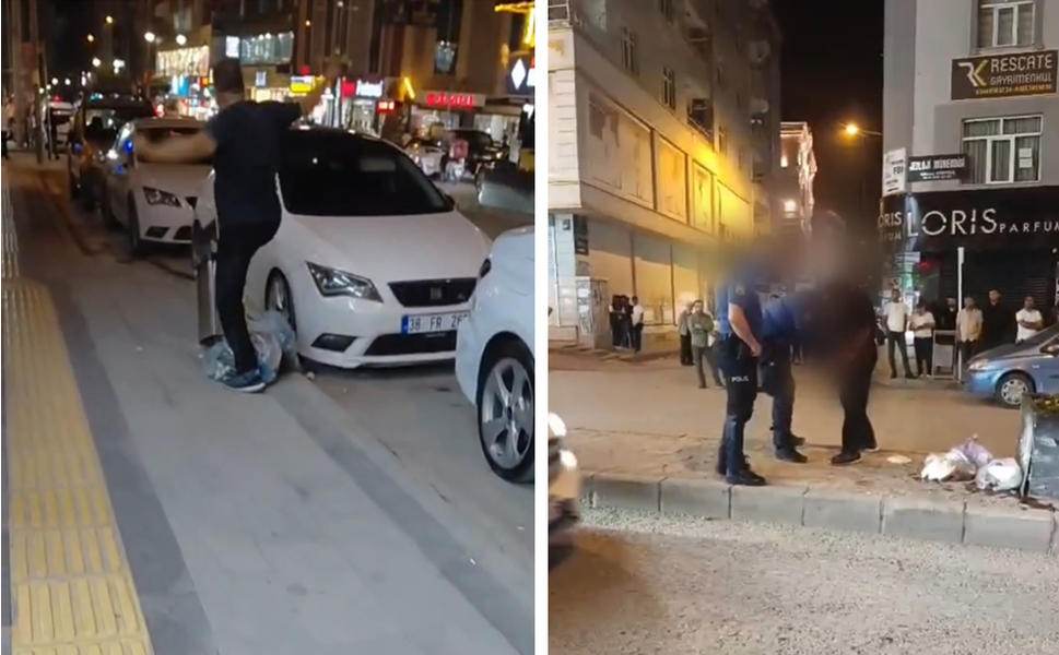 Van'da çöp kutularına zarar veren şahıs kameralara yakalandı