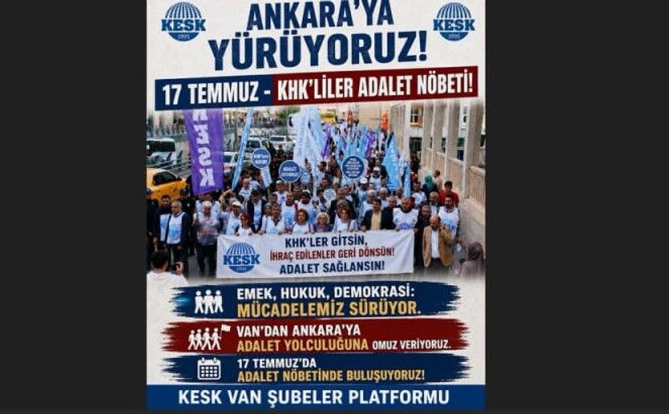 KESK Van Şubeler Platformu: "17 Temmuz'da Adalet Nöbeti'nde buluşuyoruz"