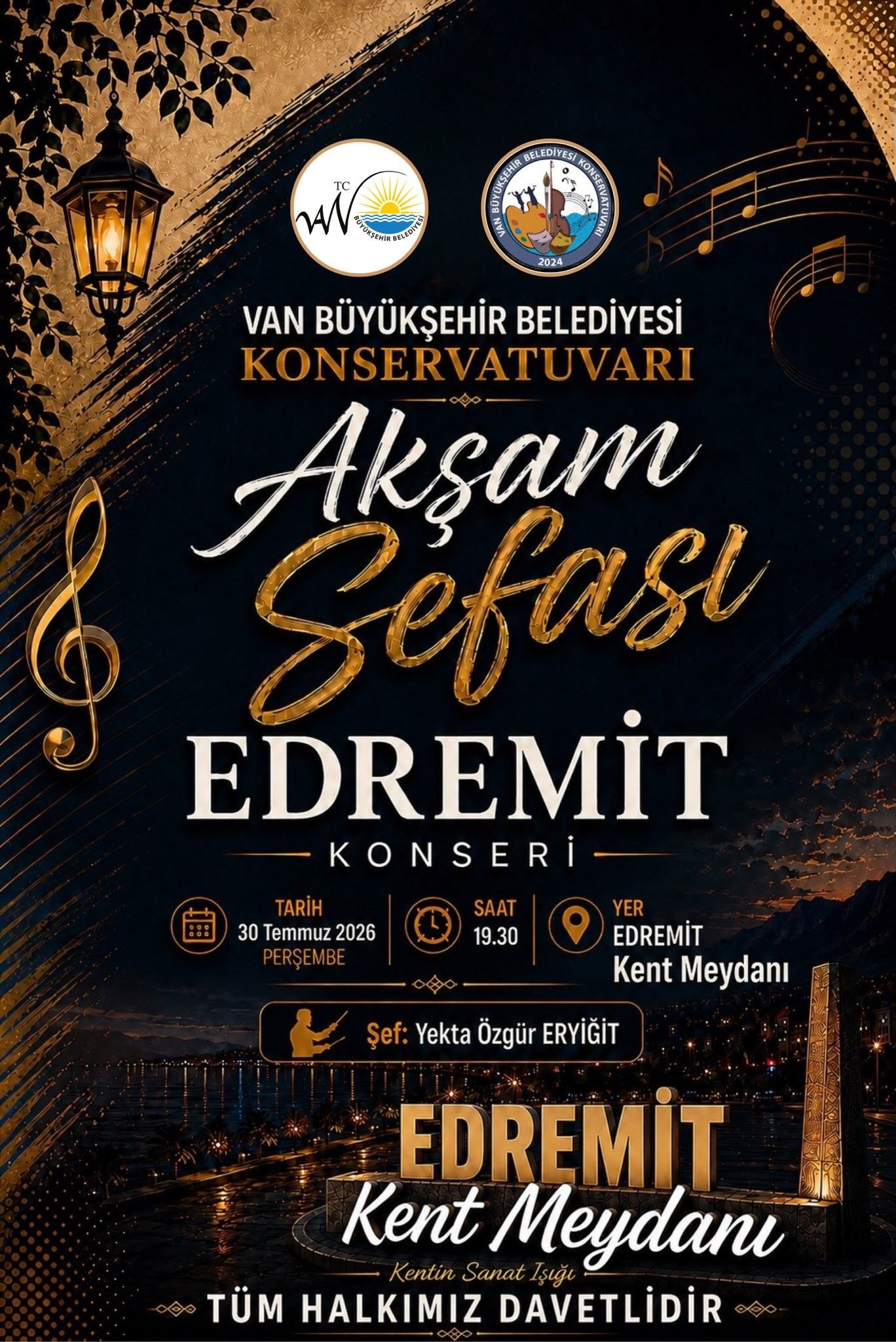 Van Büyükşehir Belediyesi Konservatuvarı Bünyesinde Faaliyet Gösteren Akşam Sefası Topluluğu, Türk Sanat Müziğinin Seçkin Eserlerini Seslendirmek Üzere Edremit’te Sahne Alacak.